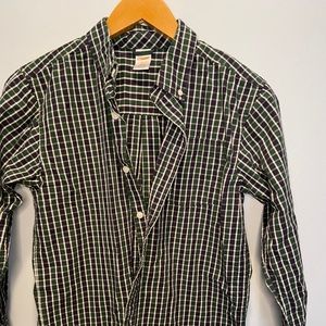 Boys green and navy button down